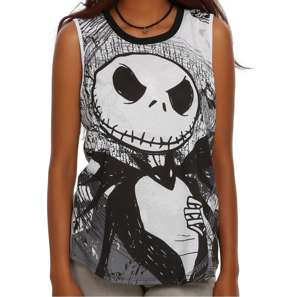 Disney The Nightmare Before Christmas Jack & Sally Girls Muscle Top Hot Topic